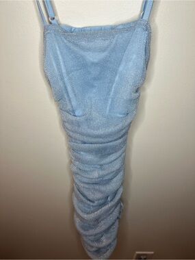 SHEIN Light Blue Metallic Knit Dress